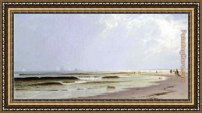 Thompson Framed Paintings - Newport Beach by Alfred Thompson Bricher