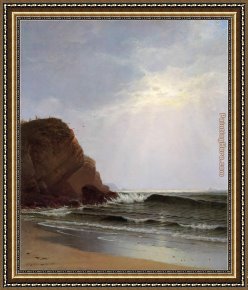 Cliffs Framed Paintings - Otter Cliffs Mount Desert Island_ Maine by Alfred Thompson Bricher