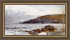 Thompson Framed Paintings - Rocky Coastline by Alfred Thompson Bricher