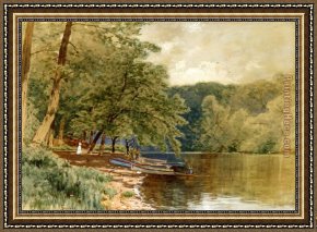 Thompson Framed Paintings - Rowboats for Hire by Alfred Thompson Bricher
