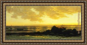 Thompson Framed Paintings - Seascape 2 by Alfred Thompson Bricher