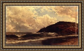 Thompson Framed Paintings - Seascape Coast of Maine by Alfred Thompson Bricher