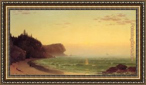 Thompson Framed Paintings - Seascape Sunset by Alfred Thompson Bricher