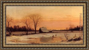 Thompson Framed Paintings - Winter Landscape by Alfred Thompson Bricher