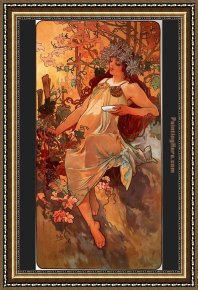 Autumn Rhythm Number 30 Framed Paintings - Autumn by Alphonse Maria Mucha