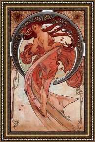 Dance Framed Paintings - Dance by Alphonse Maria Mucha