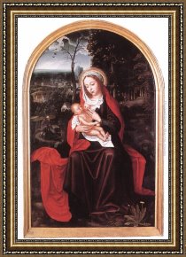 Rest Framed Paintings - Rest on the Flight into Egypt by Ambrosius Benson