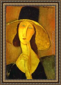 Portrait Framed Paintings - Portrait of Woman in Hat by Amedeo Modigliani