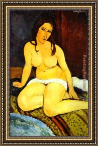 The Seated Nude Framed Paintings - Seated Nude 1 by Amedeo Modigliani