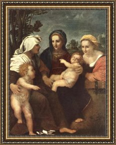 The Vision of St Anthony Framed Paintings - Madonna and Child with Sts Catherine by Andrea del Sarto