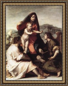 Madonna with The Rosary Framed Paintings - Madonna della Scala by Andrea del Sarto