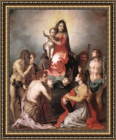 Madonna with The Rosary Framed Paintings - Madonna in Glory and Saints by Andrea del Sarto