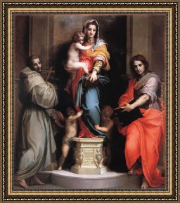 El Bano Del Caballo [the Horse's Bath] Framed Paintings - Madonna of the Harpies by Andrea del Sarto