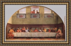 El Bano Del Caballo [the Horse's Bath] Framed Paintings - The Last Supper by Andrea del Sarto