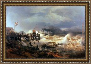 Peace in The Midst of The Storm Framed Paintings - Storm at Dutch Coast by Andreas Achenbach
