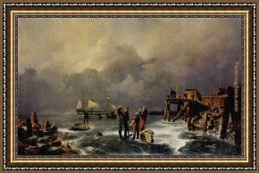 Comtesse De Tillieres Framed Paintings - Ufer des zugefrorenen Meeres by Andreas Achenbach