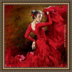 Crimson Dancer Framed Paintings - Crimson Dancer by Andrew Atroshenko