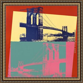 Waterlilies And Japanese Bridge Framed Paintings - Brooklyn Bridge by Andy Warhol