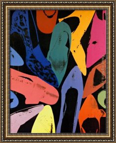 Calla-green Framed Paintings - Diamond Dust Shoes Lilac Blue Green by Andy Warhol