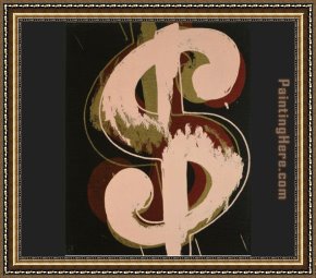 The Sign Painter [detail] Framed Paintings - dollar sign beige and red by Andy Warhol