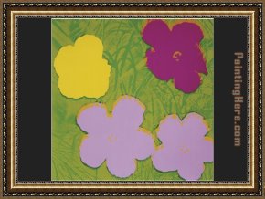 Lilac Framed Paintings - Flowers Yellow, Lilac, Purple by Andy Warhol