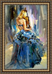 Anna Razumovskaya Framed Paintings - Dancing With a Violin 1 by Anna Razumovskaya