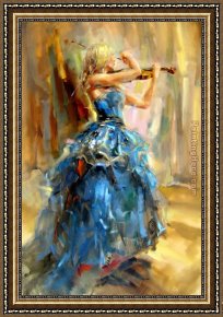 Anna Razumovskaya Framed Paintings - Dancing With a Violin 2 by Anna Razumovskaya