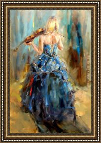 Anna Razumovskaya Framed Paintings - Dancing With a Violin 4 by Anna Razumovskaya