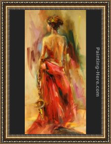 Anna Razumovskaya Framed Paintings - Lady In A Red Dress II by Anna Razumovskaya