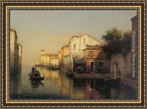 A View of Santa Maria Della Salute, Venice Framed Paintings - A View of Grand Canal Venice by Antoine Bouvard