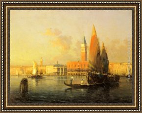 Isola Bella, Lago Maggiore, a Sketch Framed Paintings - A View of Venice from Isola di S. Georgio by Antoine Bouvard