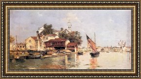 A View of Santa Maria Della Salute, Venice Framed Paintings - A View Of Venice by Antonio Reyna