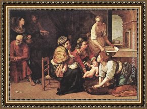 St John The Baptist Framed Paintings - Birth of St John the Baptist by Artemisia Gentileschi