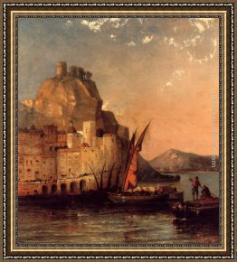Amalfi Dia Cappuccini Framed Paintings - The Gulf Of Salerno, Amalfi Coast by Arthur Joseph Meadows