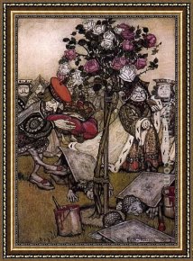 Ground Swell Framed Paintings - Alice in Wonderland The Queen's Croquet Ground by Arthur Rackham