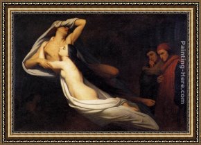 Virgil's Tomb Framed Paintings - The Ghosts of Paolo and Francesca Appear to Dante and Virgil by Ary Scheffer