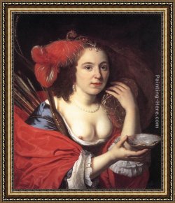 Bartholomeus Van Der Helst Framed Paintings - Anna du Pire as Granida by Bartholomeus van der Helst