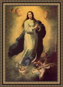 El Bano Del Caballo [the Horse's Bath] Framed Paintings - Inmaculada Museo del Prado by Bartolome Esteban Murillo
