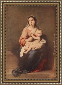 Four Children with a Basket of Fruit Framed Paintings - Madonna and Child by Bartolome Esteban Murillo