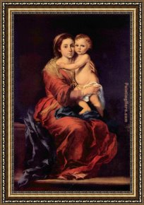 Madonna with The Rosary Framed Paintings - Madonna with the Rosary by Bartolome Esteban Murillo