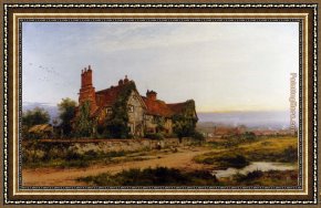 A Surrey Chalkpit Framed Paintings - An Old Surrey Home by Benjamin Williams Leader