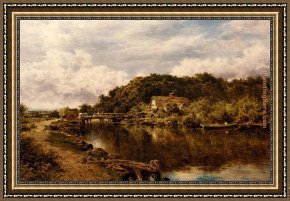 Mill on The Thames, Mapledurham Framed Paintings - On The Stour Near Flatford Mill, Suffolk by Benjamin Williams Leader