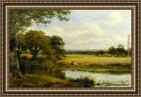 A Surrey Chalkpit Framed Paintings - Surrey Cornfields by Benjamin Williams Leader