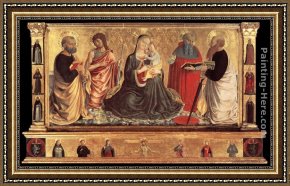 The Vision of St Anthony Framed Paintings - Madonna and Child with Sts John the Baptist, Peter, Jerome, and Paul by Benozzo di Lese di Sandro Gozzoli