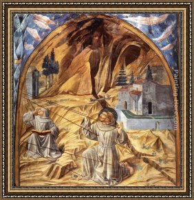 Scene Framed Paintings - Scenes from the Life of St Francis (Scene 11, south wall) by Benozzo di Lese di Sandro Gozzoli