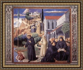 Scene Framed Paintings - Scenes from the Life of St Francis (Scene 12, south wall) by Benozzo di Lese di Sandro Gozzoli