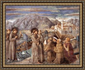 Scene Framed Paintings - Scenes from the Life of St Francis (Scene 7, south wall) by Benozzo di Lese di Sandro Gozzoli
