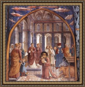 Scene Framed Paintings - Scenes from the Life of St Francis (Scene 9, north wall) by Benozzo di Lese di Sandro Gozzoli