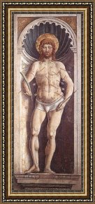 Sebastian Framed Paintings - St Sebastian (on the pillar) by Benozzo di Lese di Sandro Gozzoli