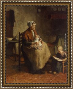 Moment,please Framed Paintings - A Tender Moment by Bernard de Hoog